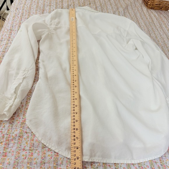 Cloth & Stone White Tencel Button Front Shirt Relaxed Pocket Top L - Picture 11 of 11